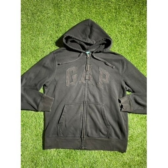 GAP Full Zip Hoodie Sweatshirt Casual Comfy Everyday Wear Black Mens M - Picture 1 of 6